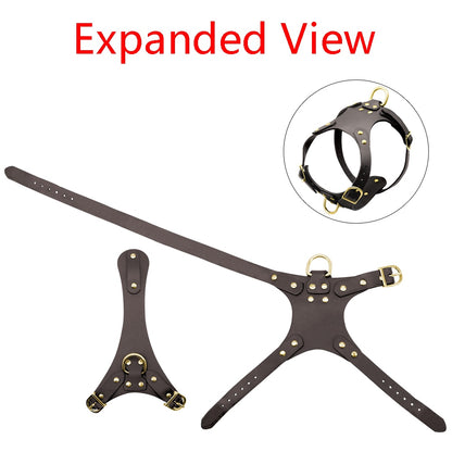 Dog Harness Vest Adjustable Genuine Leather Pet