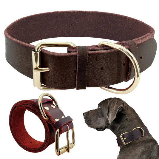 Dog Puppy Collar Genuine Leather Pet Collars For