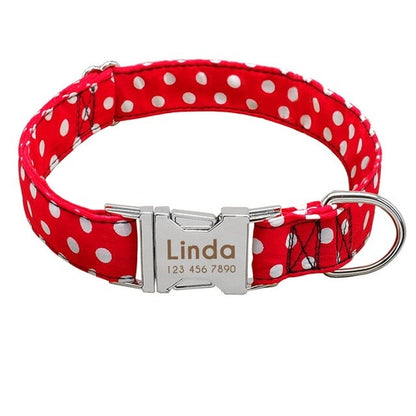 Personalized Dog Collar Dot Dogs Collars Nylon Pet