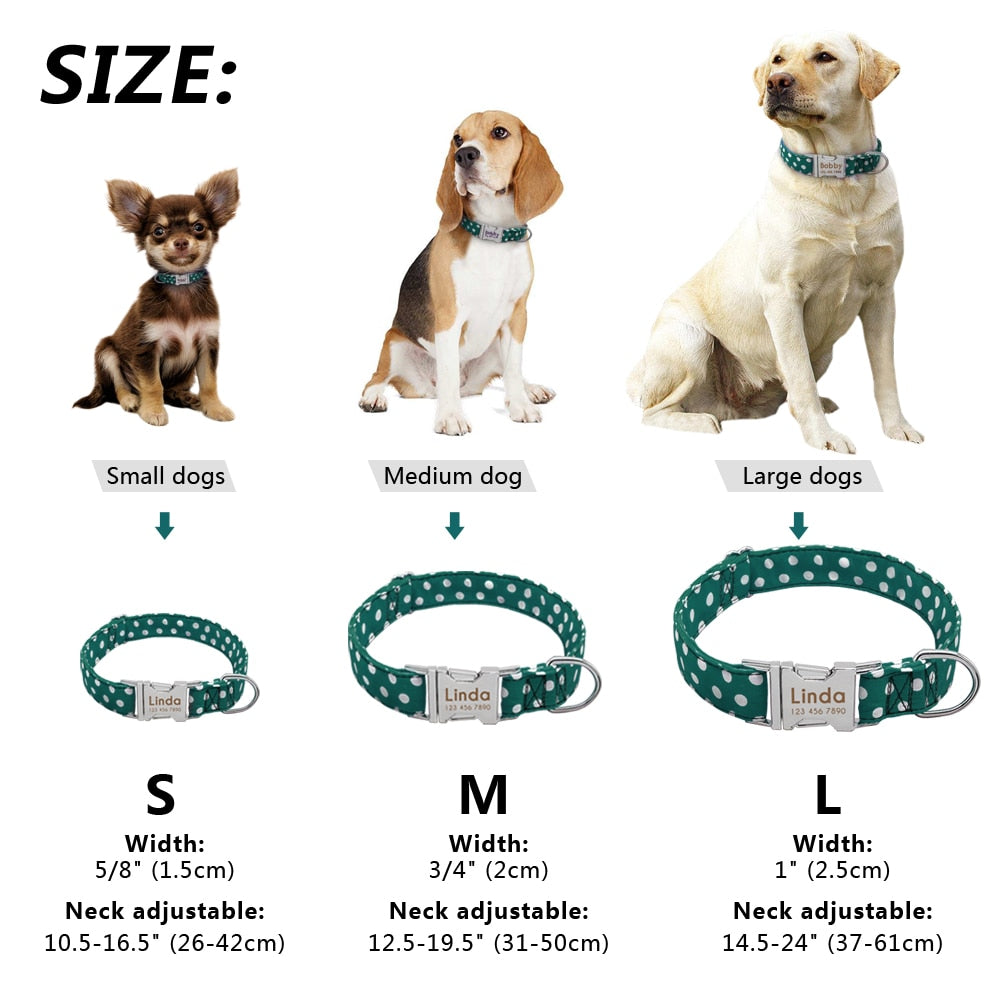Personalized Dog Collar Dot Dogs Collars Nylon Pet