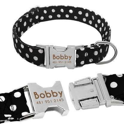 Personalized Dog Collar Dot Dogs Collars Nylon Pet