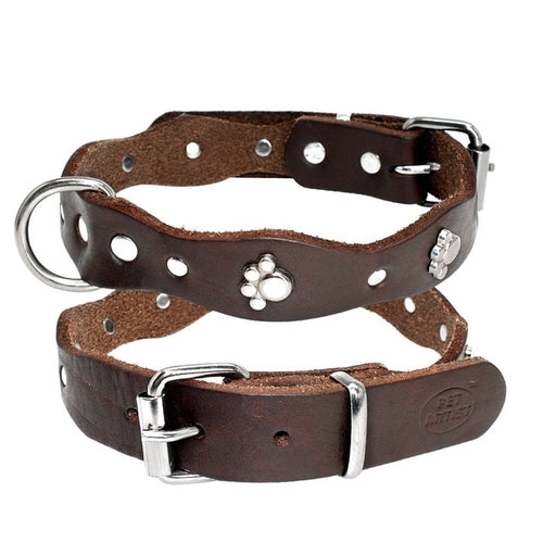 Soft Genuine Leather Pet Dog Collars Adjustable