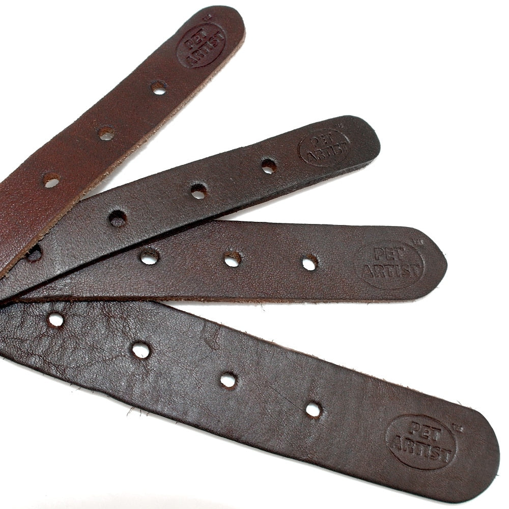Soft Genuine Leather Pet Dog Collars Adjustable