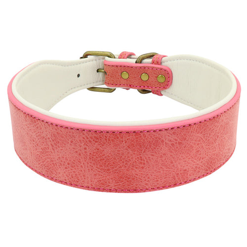 Wide Leather Dog Collar Large Soft Padded Pet Dog