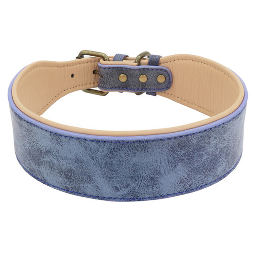 Wide Leather Dog Collar Large Soft Padded Pet Dog