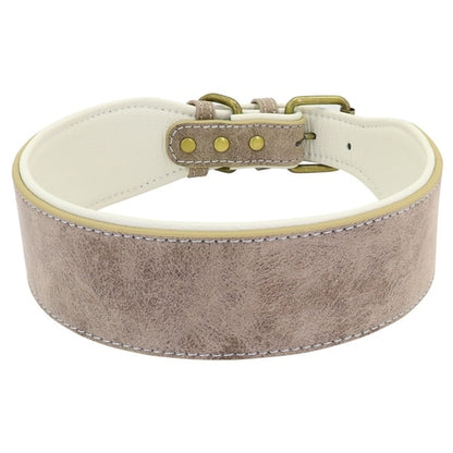 Wide Leather Dog Collar Large Soft Padded Pet Dog