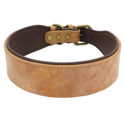 Wide Leather Dog Collar Large Soft Padded Pet Dog