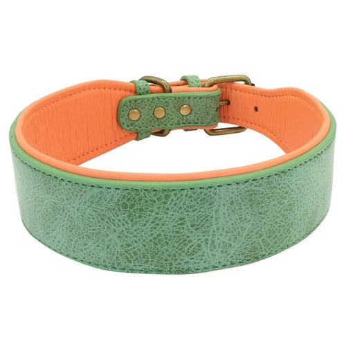 Wide Leather Dog Collar Large Soft Padded Pet Dog